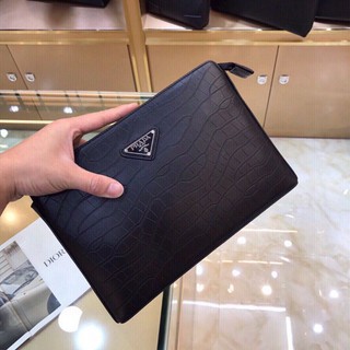 Clutch cầm tay da thật Prada cho nam