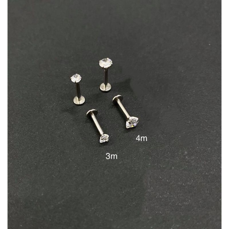 KHUYÊN TAI ĐÍNH ĐÁ - Khuyên thép y tế - 6mm/8mm/10mm/12mm - Khuyên tai, môi, nẹp bump,... - Khuyên tai đá trấu