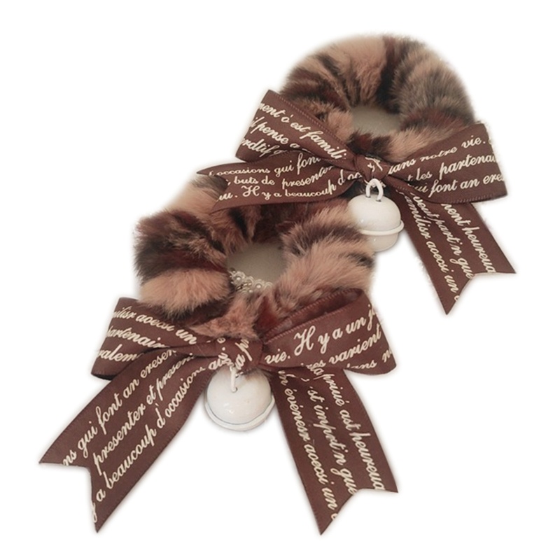 Dây Cột Tóc Lông Nhung Co Giãn Đính Chuông Phong Cách Lolita