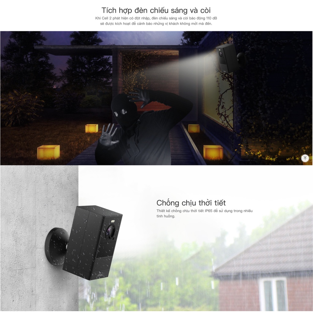 Camera Dùng Pin Wifi Imou Cell 2 B46LP Thông Minh Phân Giải QHD 2K - Chính Hãng Bảo Hành 2 Năm