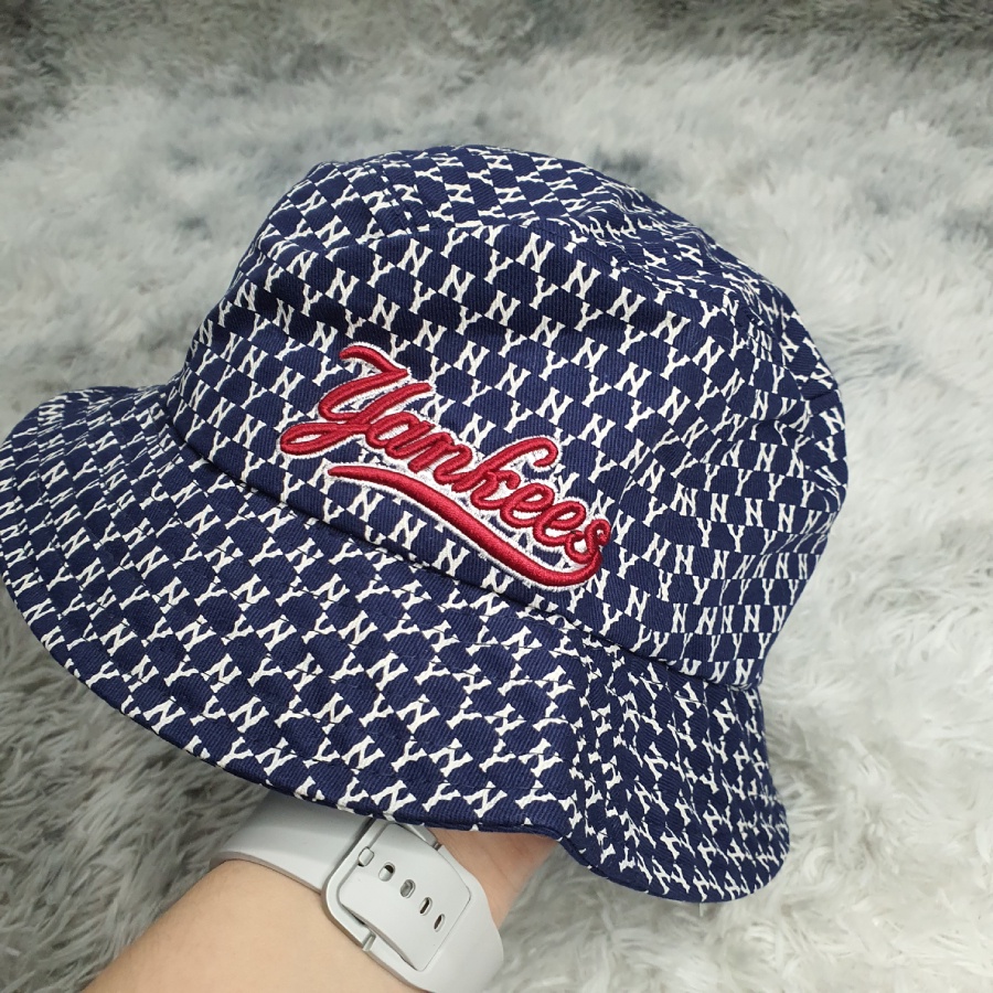 Mũ Nón Bucket MLB NY Xanh Yankees Monogram Full Tag Code