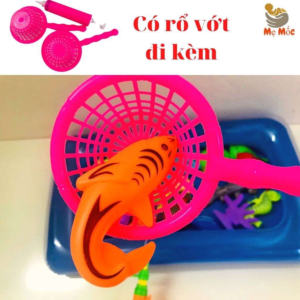 Câu Cá Thông Minh - Đồ Chơi câu cá Nam Châm cho bé Tặng Bể Phao kèm 20 sinh vật biển &amp; Rỏ Nhựa [Shop Mẹ Mốc] ,CCNP