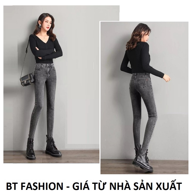 [HÌNH THẬT] Quần Bò Nữ Kaki Thun Giả Jean Co Dãn Mạnh, Mặc Thoải Mái - BT Fashion (WASH 02)