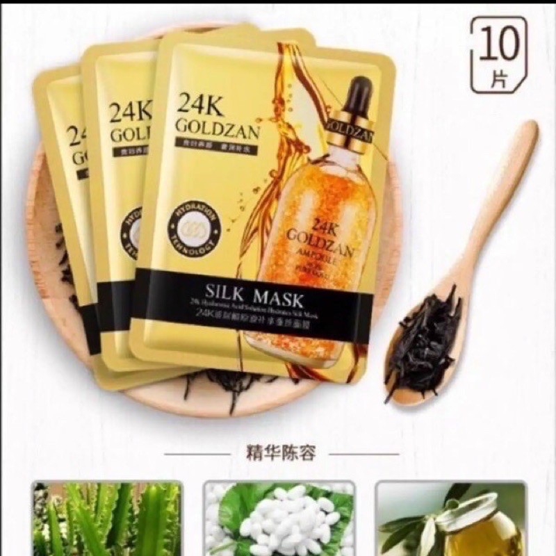 HỘP 10 miếng Mặt nạ lụa 24k Goldzan cao cấp