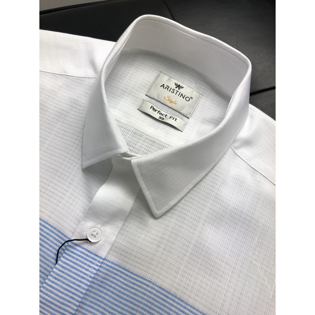 Áo Sơ Mi Nam Ngắn Tay ARISTINO ASS038S1 Somi Công Sở Cao Cấp Màu Trắng Kẻ Xanh Chất Sơi Sồi Mềm Mát Dáng Suông Tà Bằng | BigBuy360 - bigbuy360.vn
