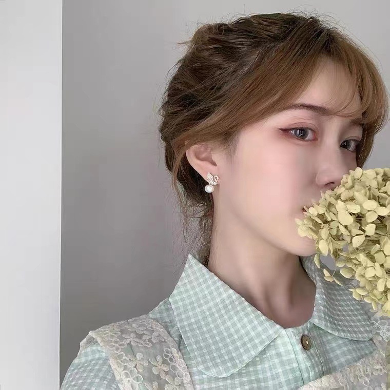 Khuyên Tai Bạc S925 Hình Thiên Nga Đính Ngọc Trai Cao Cấp Thời Trang Mới Cho Nữ