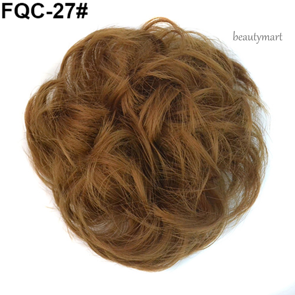 MF_Women Messy Donut Chignons Wavy Hair Bun Updo Extension Ponytail Hairpiece Wig