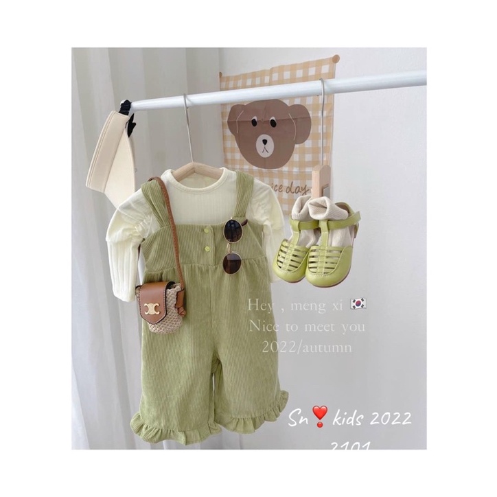 [SET BÉ GÁI] Bộ yếm cốm áo tay nhún xinh yêu cho bé gái (10-29kg)