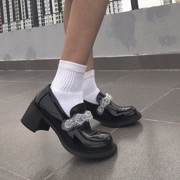 (FREESHIP - ẢNH THẬT) Giày Lolita nữ đế cao - Giày Mary jane nữ đính cườm ulzzang cao 3-5cm | BigBuy360 - bigbuy360.vn