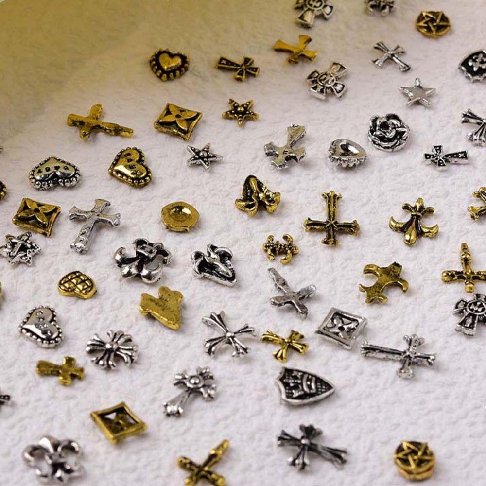 Phụ Kiện Trang Trí Móng Tay Nghệ Thuật Hình Chữ Thập Ngôi Sao Năm Cánh Phong Cách Punk