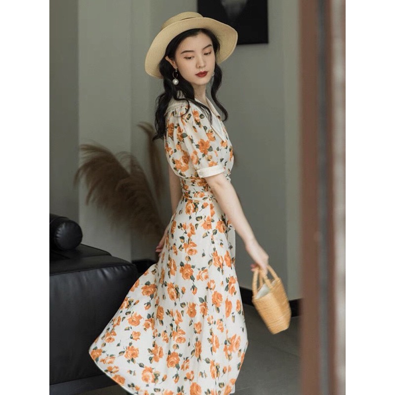 ⚡️BÁN SỈ⚡️Đầm hoa vintage màu vàng phối cổ trắng | BigBuy360 - bigbuy360.vn