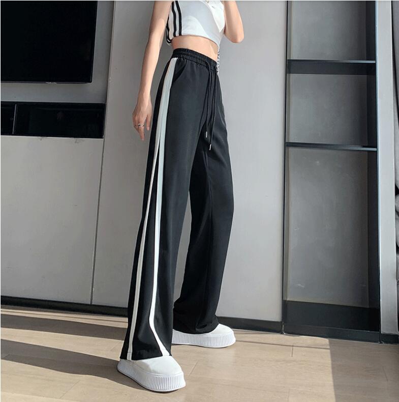 Quần Dài Ống Rộng Họa Tiết Sọc Thời Trang Cho Nữ