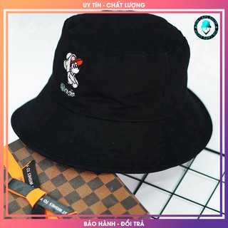 Nón Bucket Xô Mũ Tai Bèo đen Mickey vải kaki