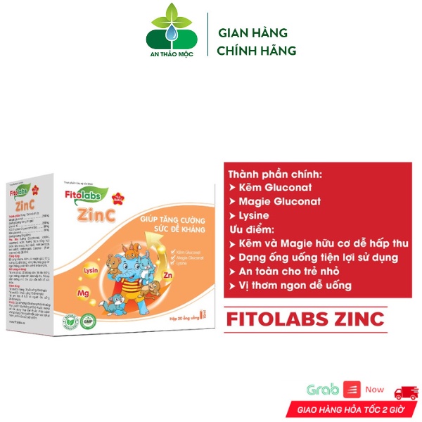 Siro Ống Bẻ Fitolabs ZinC Bổ Sung Kẽm Giúp Bé Tăng Đề Kháng Kích Thích Ăn Ngon Tiêu Hóa Tốt.Hộp 20 Ống