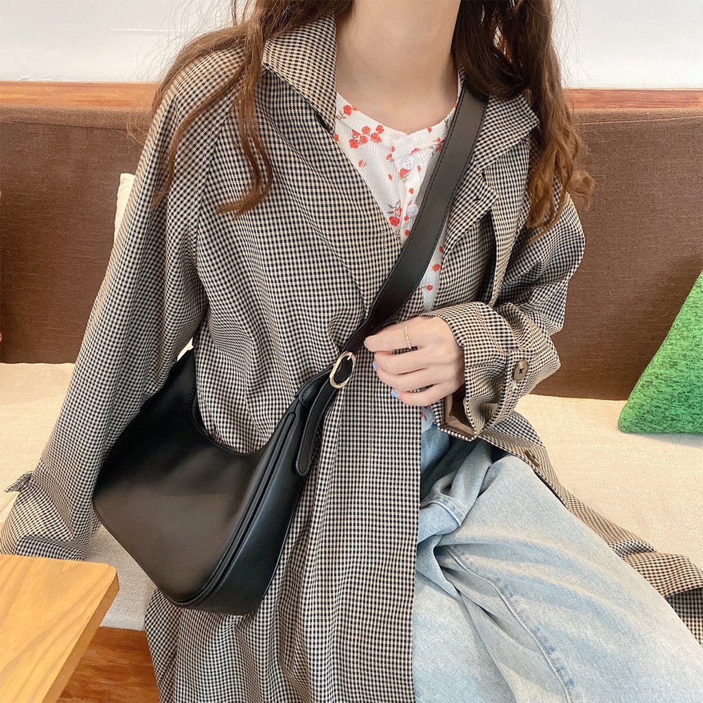 Túi đeo chéo JASMIN NOIR da PU hình bán nguyệt kiểu dáng đơn giản thời trang cho nữ