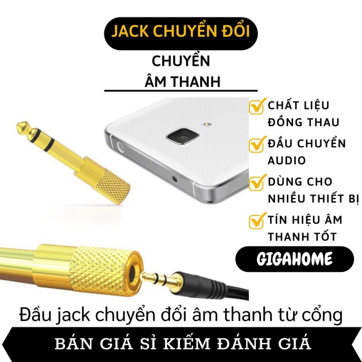 Jack Chuyển Đổi Âm Thanh GIGAHOME Từ Cổng 3.5mm sang 6.5mm Chống Nhiễu 5781