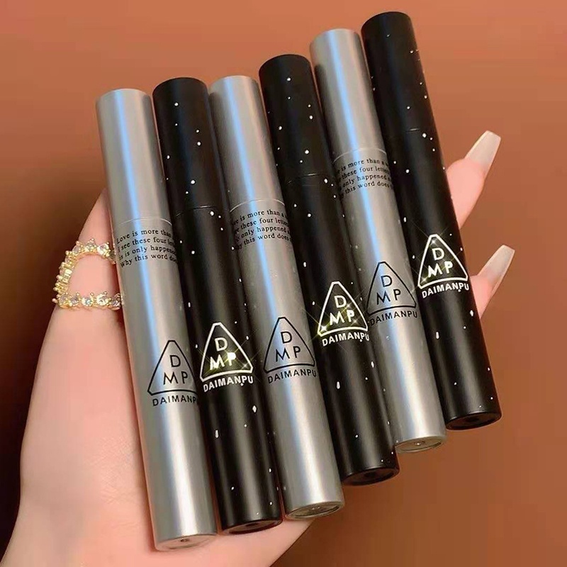 Son kem tint lì DAIMANPU mềm mịn như nhung chống thấm nước chống khô môi lâu trôi thiết kế vỏ màu bạc/ đen