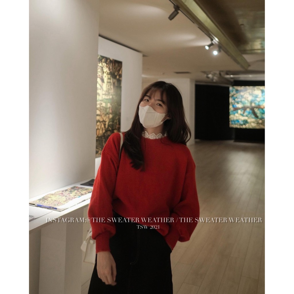 [Mã 2611THTRANG100K hoàn 10% xu đơn 99K] (Ảnh thật) Áo len cổ viền ren tay bo the.sweaterweather TSW | BigBuy360 - bigbuy360.vn