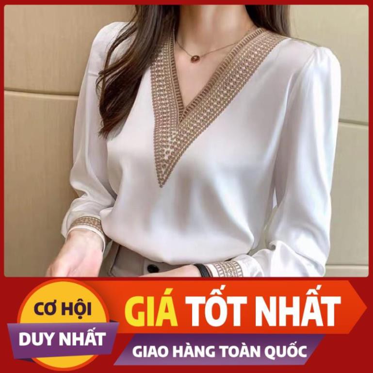 RẺ MẠT áo sơmi viền cổ V hoạ tiết cổ điển vingage hoàng gia tay phồng voan lụa