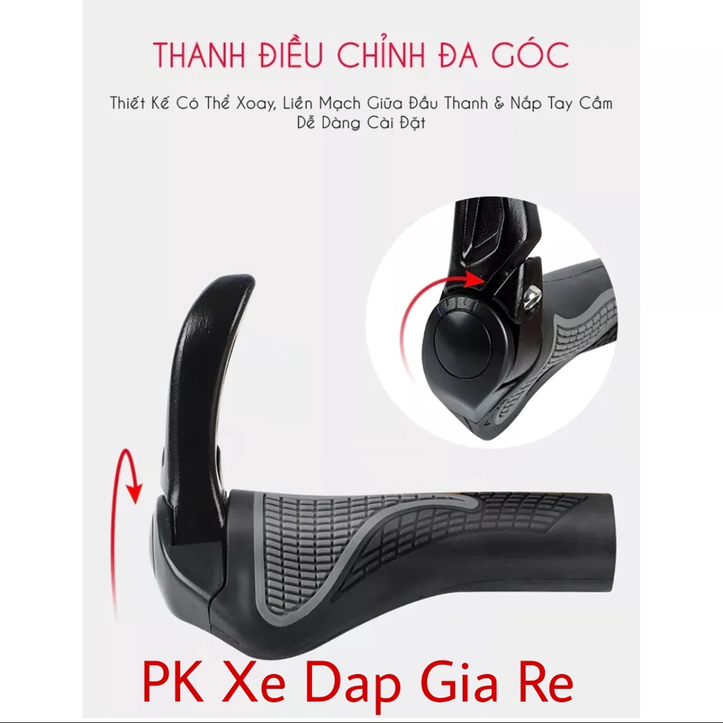 Bộ 2 Bọc Cầm Tay Lái Xe Đạp Cao Su Chống Trơn Trượt, Tay nắm sừng trâu xe đạp 2 màu cao cấp