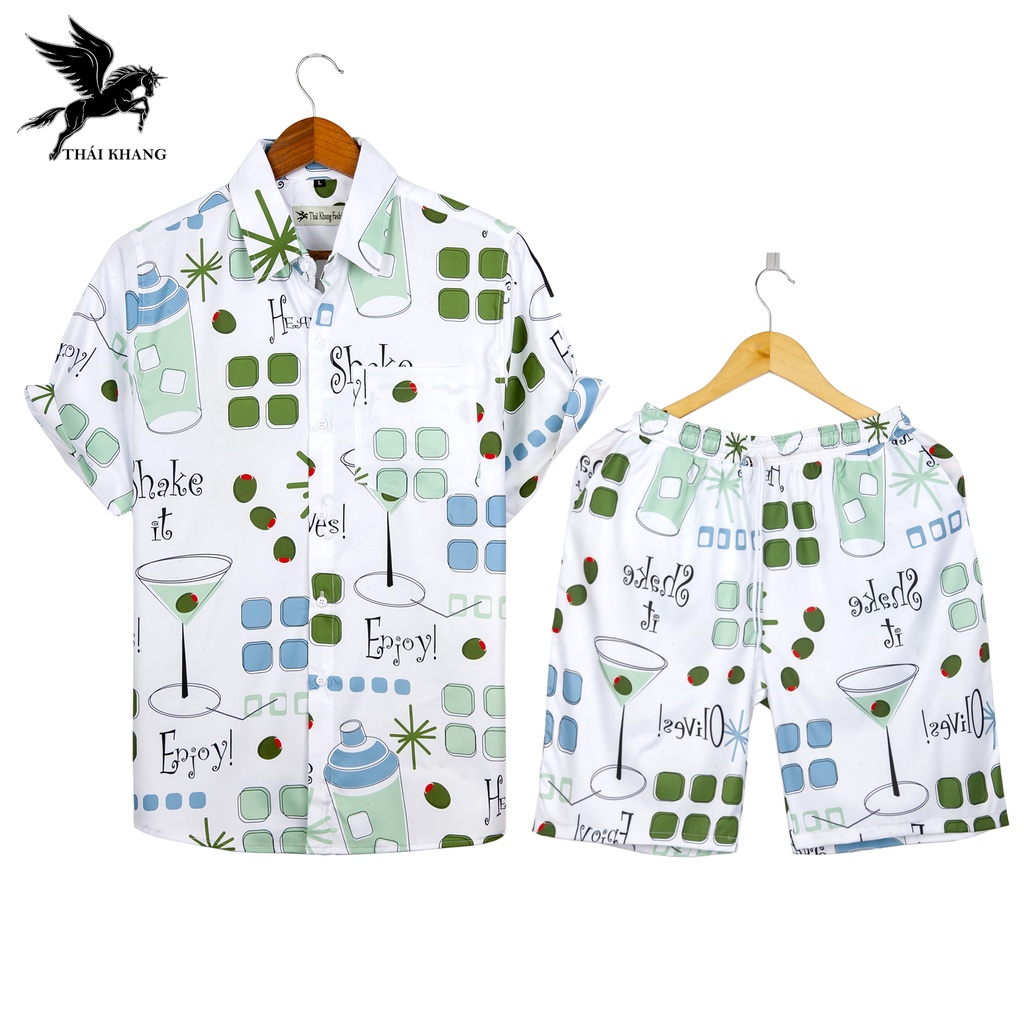 Set đồ đi biển họa tiết THÁI KHANG vải lụa mềm không nhăn co dãn BD3D11