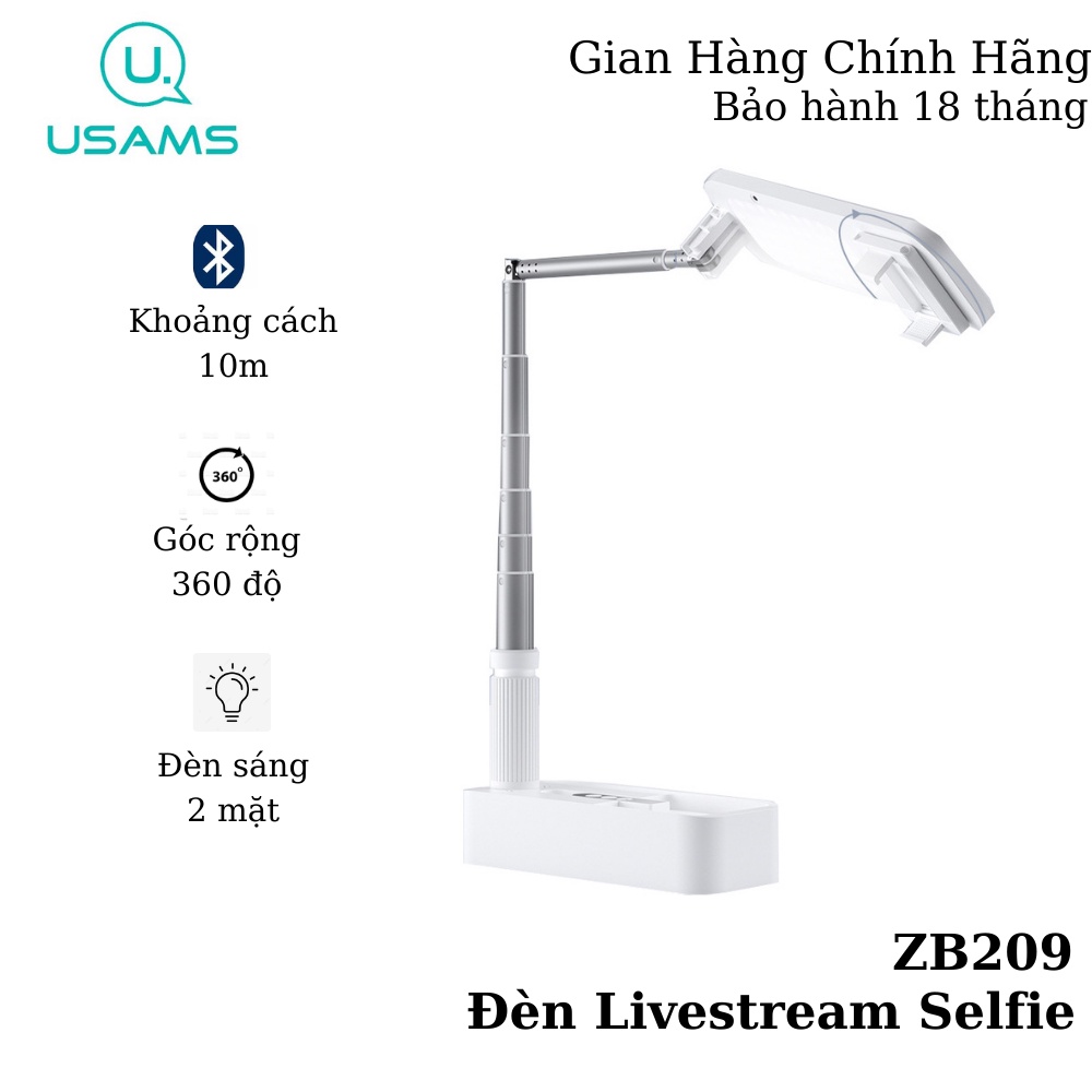 Đèn Livestream Gấp Gọn Standbox USAMS ZB209 -Thiết Kế Cụm Đèn Led Chiếu Sáng 2 Mặt Kết Hợp Điều Khiển Bluetooth Tiện Lợi