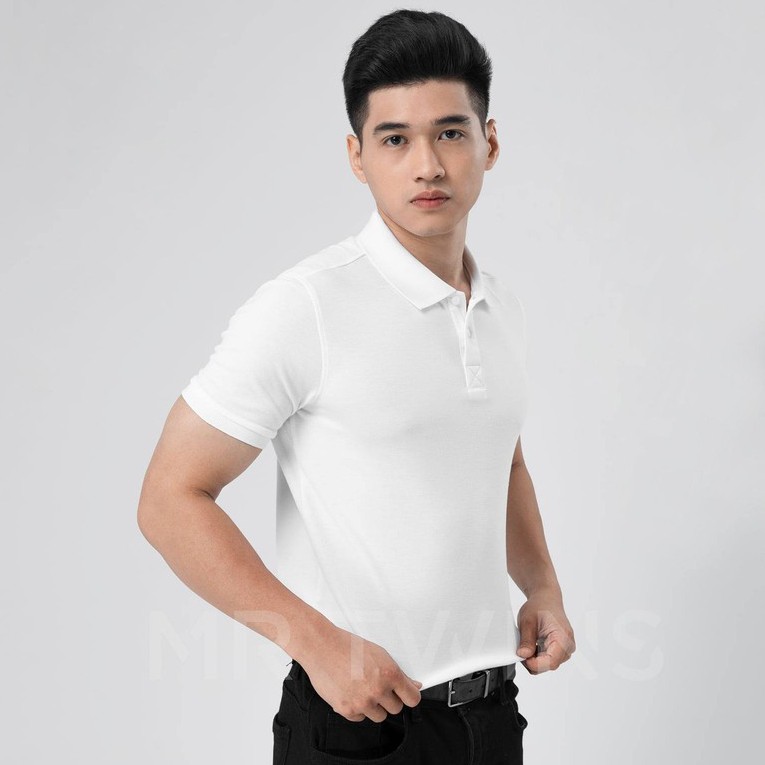 Áo Polo Nam Cổ Bẻ Basic Màu Trắng Vải Cotton Cá Xấu Thương Hiệu MrTwins®