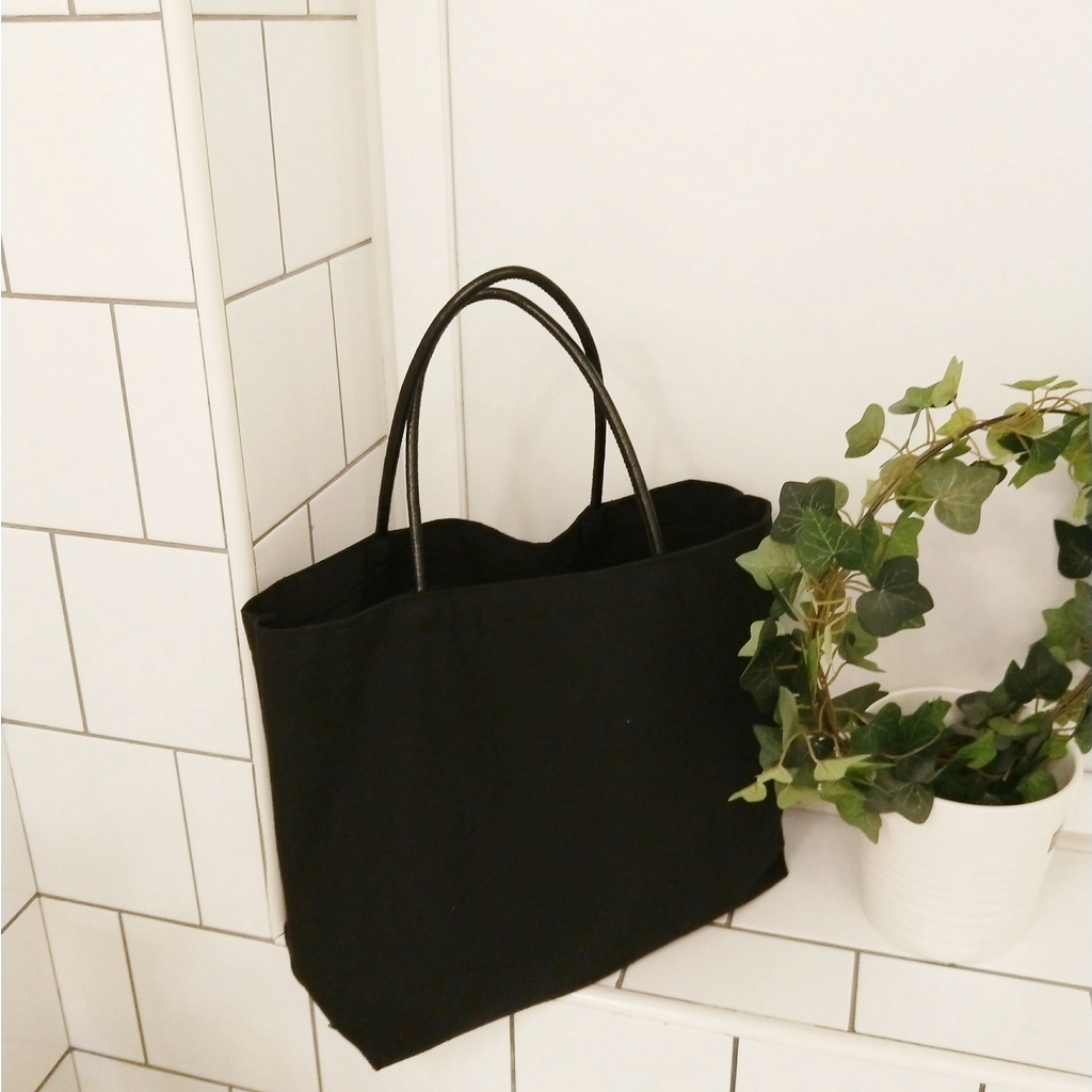 Túi Xách Canvas Cỡ Lớn Màu Sắc Đơn Giản Phong Cách Hàn Quốc