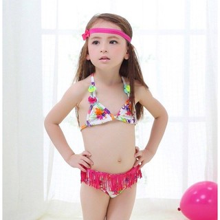 Bộ bikini bé gái hình hoa nhiều màu sắc tươi vui rất đẹp