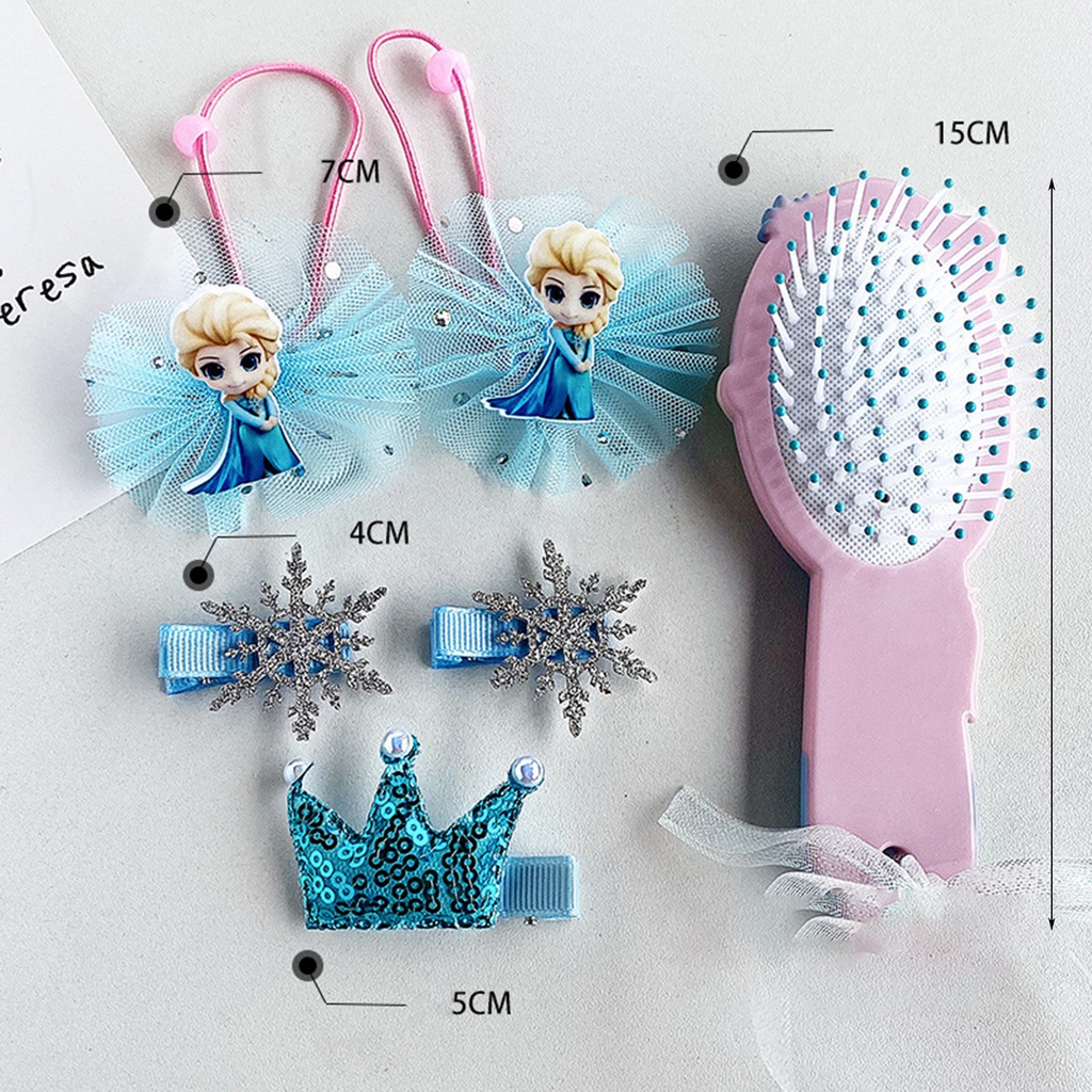 Set 6 Kẹp Tóc Công Chúa Elsa Co Giãn Nhiều Màu Sắc Phong Cách Hoạt Hình Cho Bé Gái