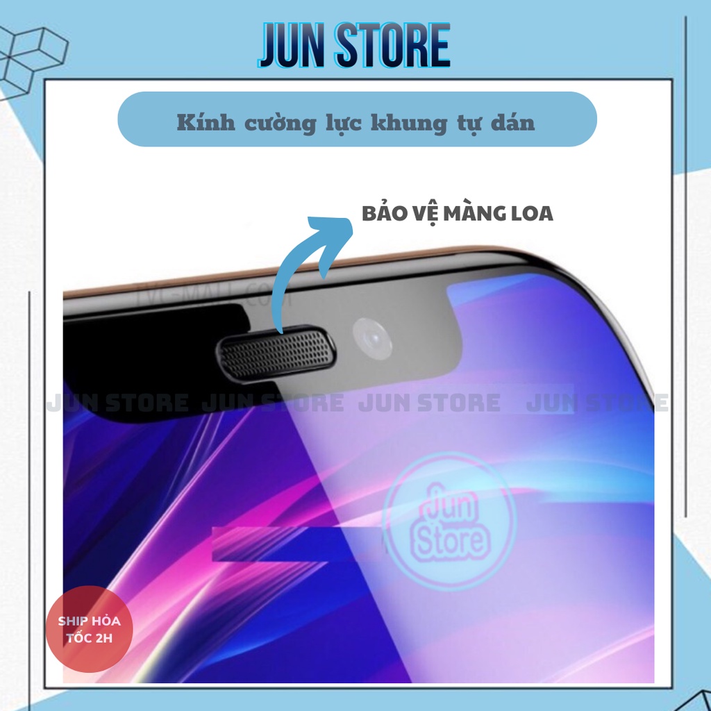 Kính cường lực Kingkong khung dán tự động full màn hình Ip 6/6plus/6s/6splus/7/7plus/8/8plus/x/xs/11/12/13/14/pro/max