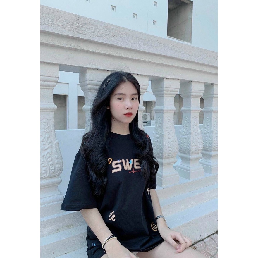 Áo thun SWE 90S TEE - BLACK Unisex Nam Nữ Form Rộng Tay Lỡ Màu Đen