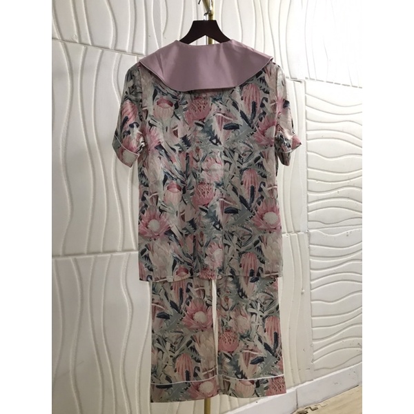 Pijama cổ tiểu thư hãng ISABILI Lụa xước tô châu