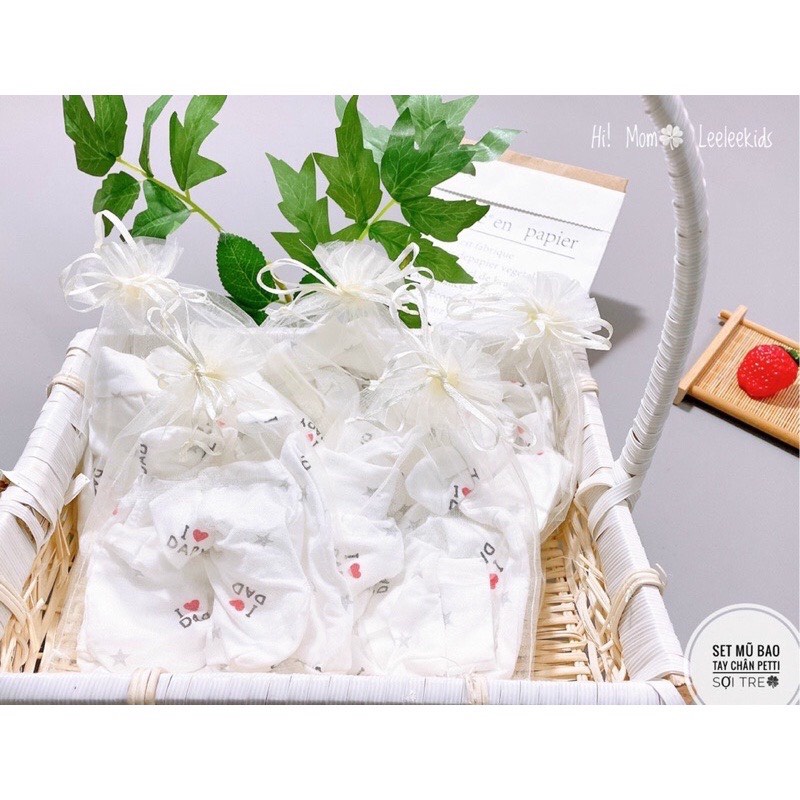 Set Bao Tay, Bao Chân, Mũ Pettit- Phụ Kiện Mũ, Bao Tay Bao Chân Cho Bé yêu Sơ Sinh Chất Petit Siêu Mềm Mịn