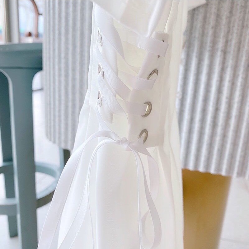 Váy bé gái phong cách Hàn quốc, size 9-28kg dáng vest có dây đan 2 bên hông cực sành điệu Hongvibaby