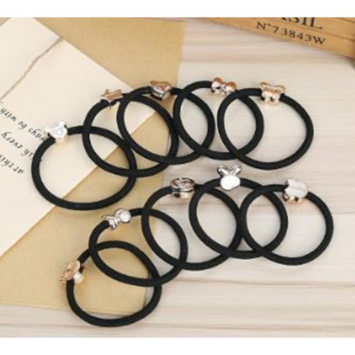Chun Buộc Tóc Dây Đen Hàn Quốc - Nhiều Họa Tiết