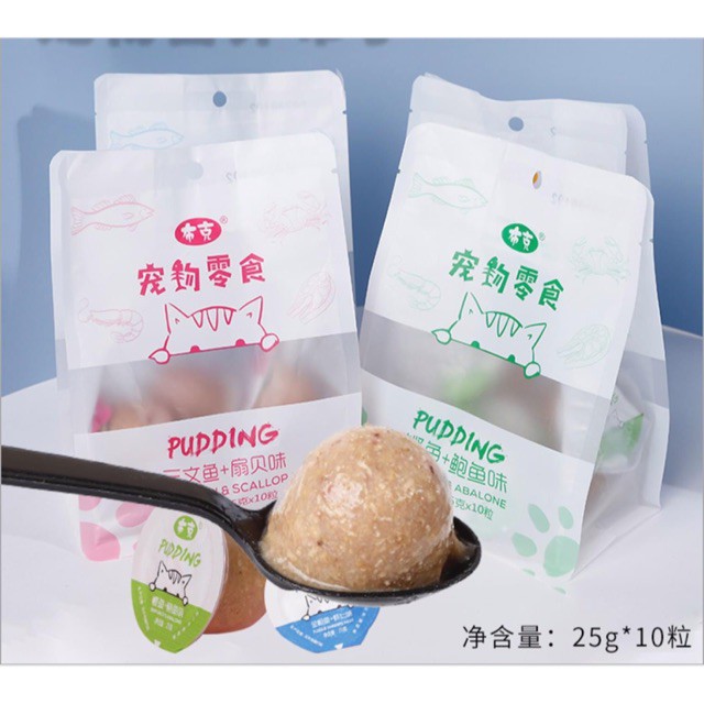 Pudding thưởng vị hải sản Pipitao cho chó mèo gói 10 viên
