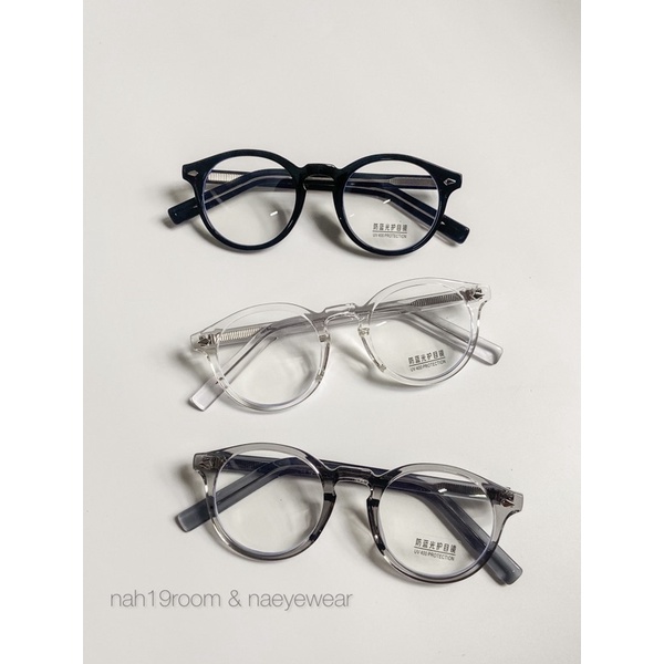 Kính mắt không độ form tròn viền dày nhựa dẻo Hàn 9003 lõi thép chắc chắn