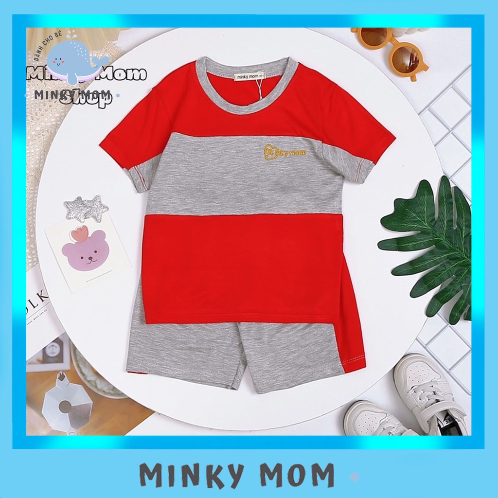 Bộ Cộc  Tay Minky Mom Chính Hãng Bé Trai Bé Gái Thun Lạnh Thêu  Cho Bé (8-28kg) MS008