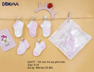 Set 5 đôi tất lưới sơ sinh Dokma
