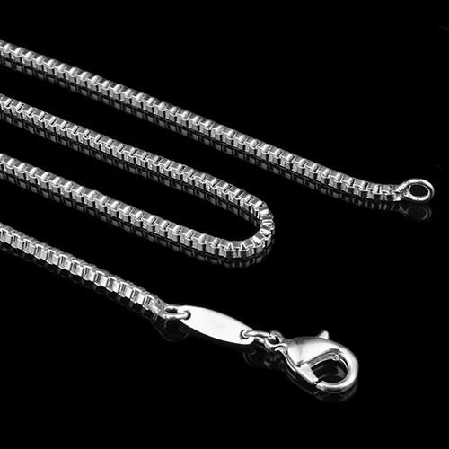 TUSH_Unisex 1.4mm 925 Sterling Silver Box Chain Necklace Jewelry 16" 18" 20" 22" 24"