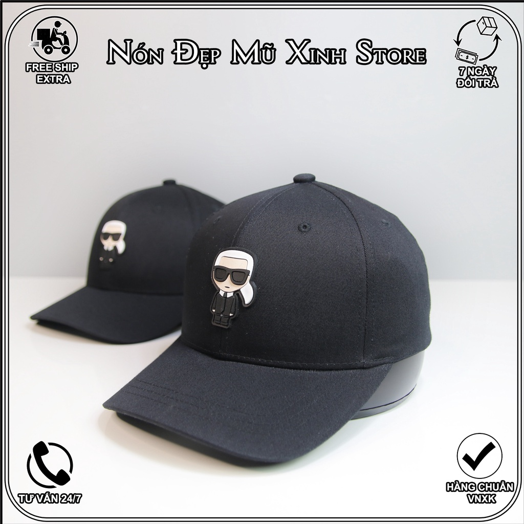 NÓN LƯỠI TRAI KARL LAGERFIELD màu đen chất vải cotton nhập Hàn Quốc, logo cao su nổi 3D,