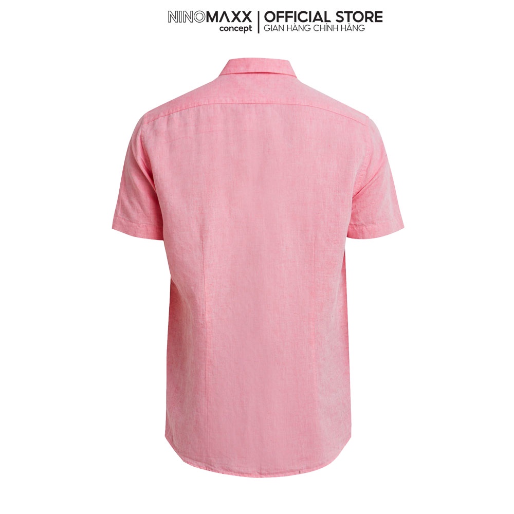 NINOMAXX Áo Sơ Mi Nam ngắn tay dáng slim fit cotton pha lanh 1902036