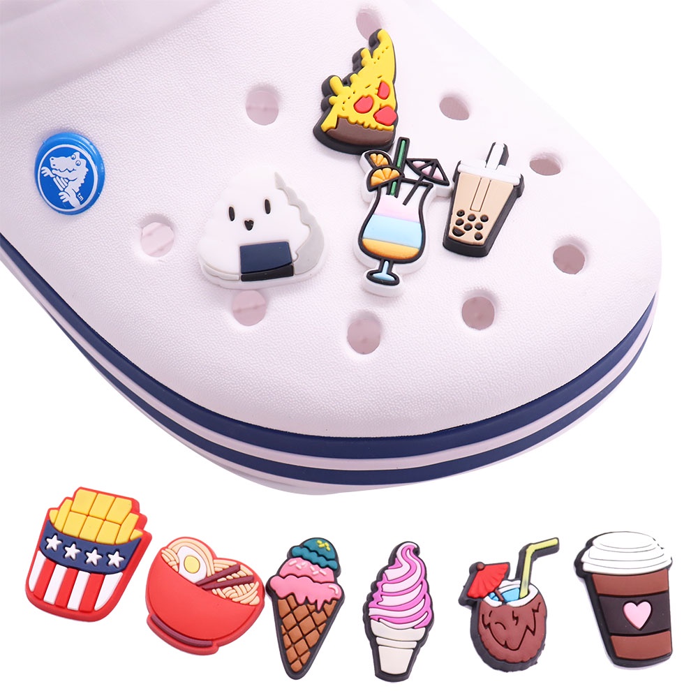 Dễ Thương Ghim Trang Trí Giày Hình Thức Ăn / hamburger / croc / Trái Dừa Đáng Yêu Cho Nữ charms