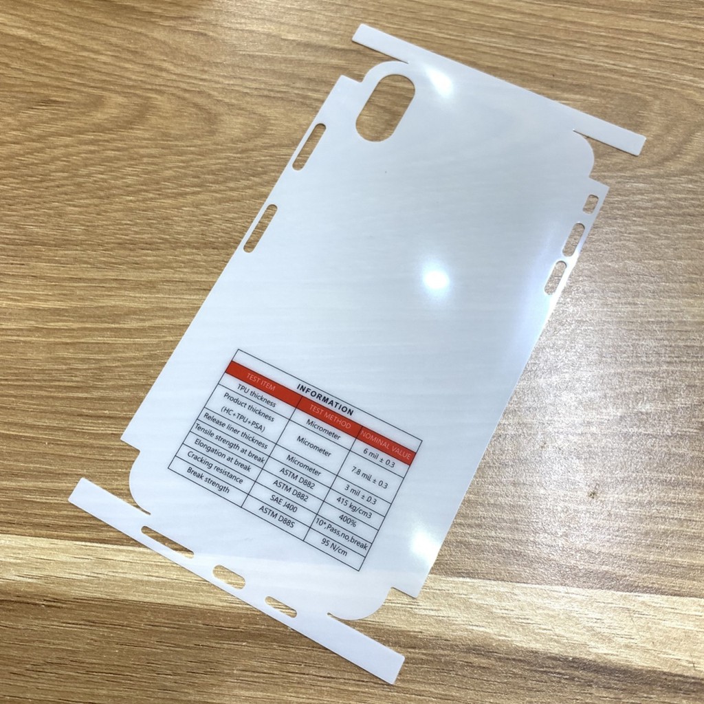 Dán PPF  full viền dục lỗ loa dành cho IPhone X,XS Max ,dán lưng tự phục hồi cao cấp