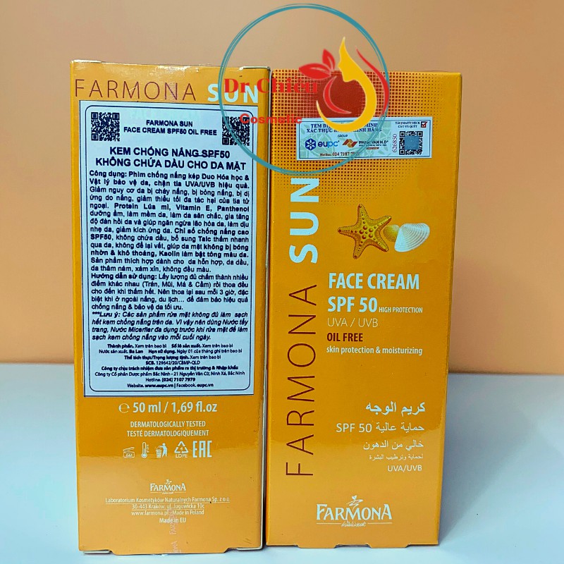 Farmona Sun Face Cream ⚜️CHÍNH HÃNG⚜️ Kem chống nắng Farmona Sun Oil Free SPF 50 (50ml)