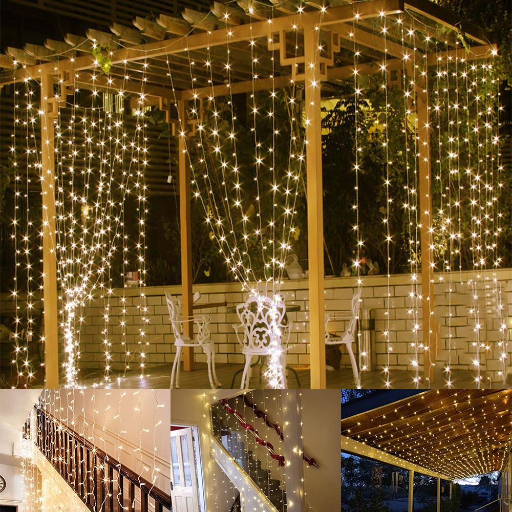 Dây Đèn Led Trang Trí Rèm Cửa Ngoài Trời Chống Thấm Nước Sử Dụng Năng Lượng Mặt Trời