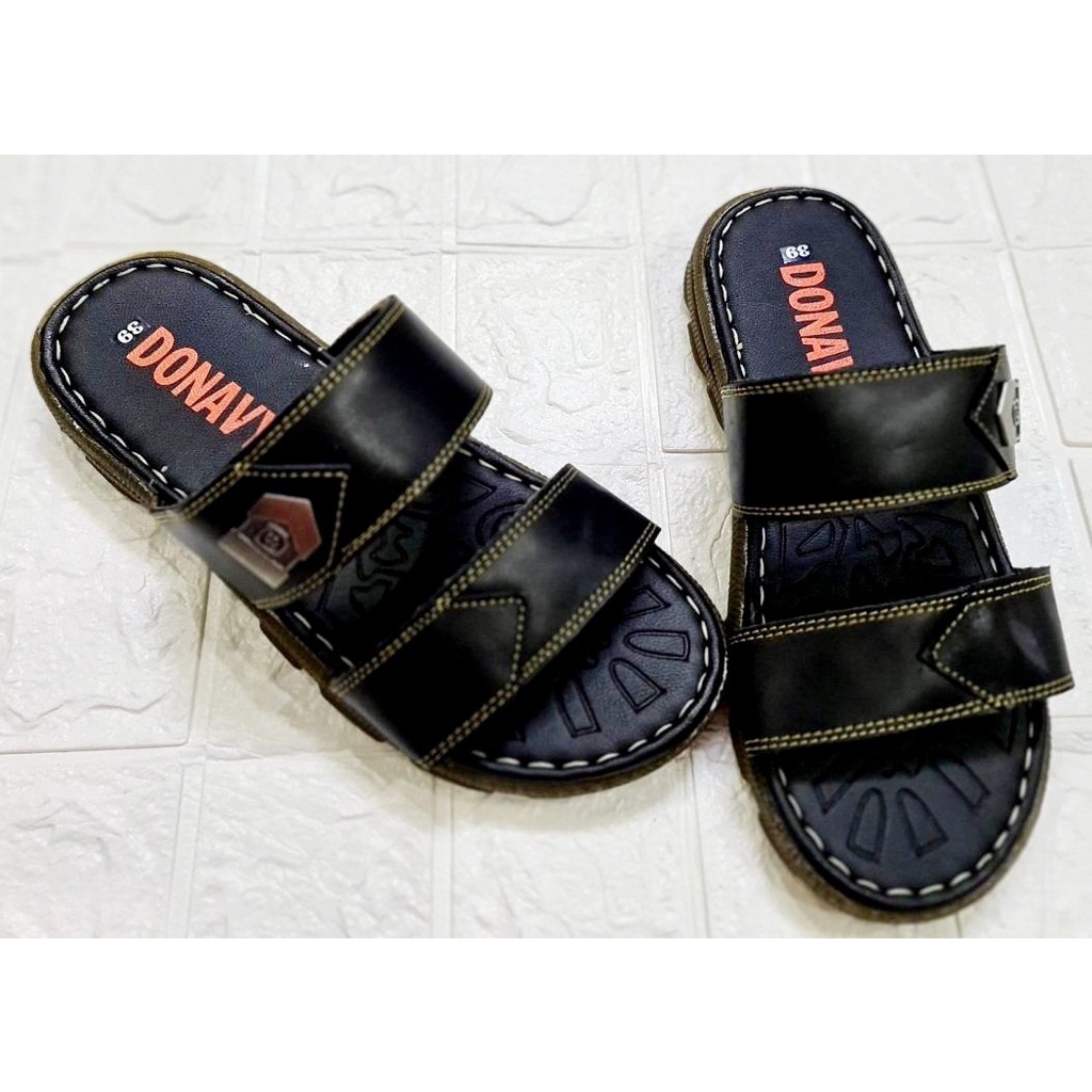 [SALE SẬP SÀN] Dép Da Bò Quai Ngang Nam Hai Quai Có Khuy Chống Gỉ D.2qc