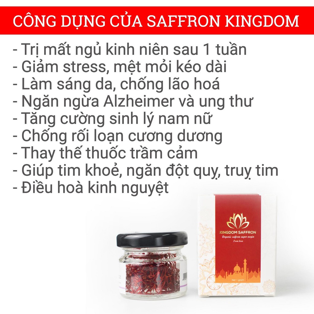 Nhụy hoa nghệ tây saffron Kingdom Iran loại thượng hạng - combo 2 hộp 1 gram