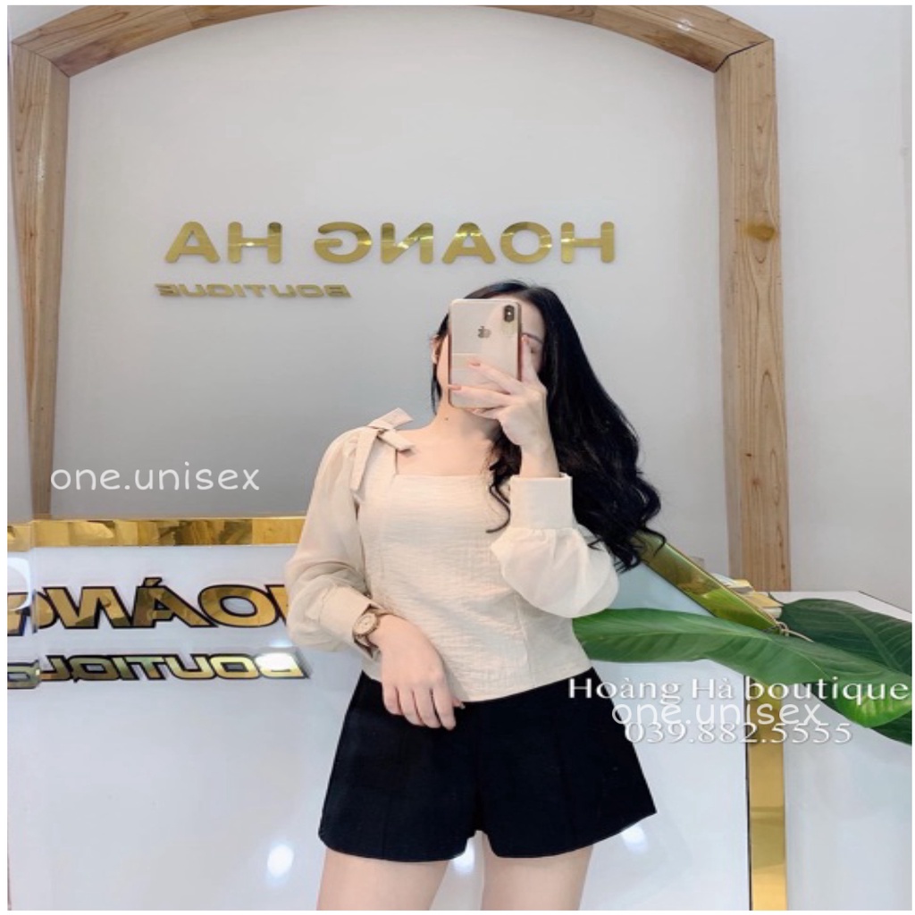 Áo nơ vai tay phối voan(7 màu)